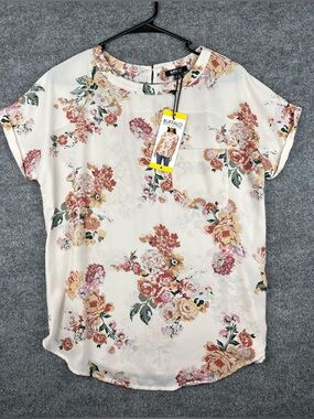 Buffalo David Bitton Women's Woven Patch Pocket Blouse, Ivory Blossom, S New